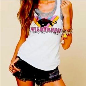 Wilderness graphic w/ panel inserts & lace detail